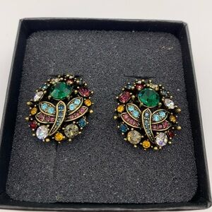 Gorgeous Heidi Daus multicoloured crystal clip earrings